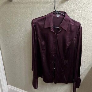 Ann Taylor, Long Sleeve, Button Down Dress shirt - Silk -  Deep Blum Size 14